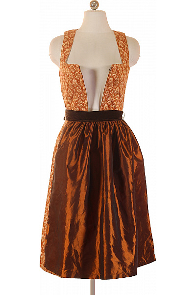 Trachtenmanufaktur Hnědé šaty Bez Rukávů S Páskem A Vzorem Velikost EU 34
