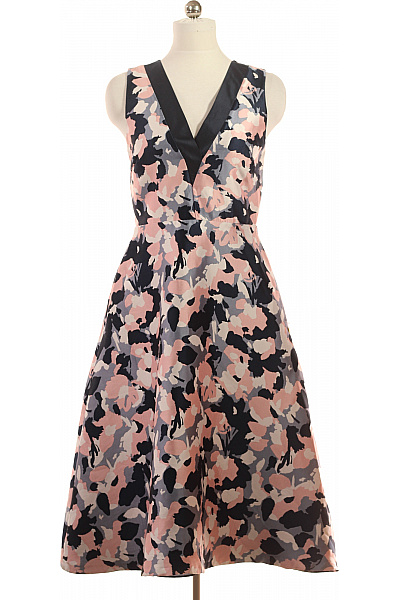 šaty Bez Rukávů Květované Midi Elegantní Růžové Velikost 40