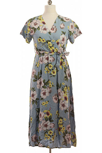 ZAUBERSTERN Dámské šaty Krátký Rukáv Květované Zavinovací Midi Velikost S