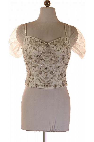 Bílý korzet s výšivkou a tylovými rukávy Vel. 36 | Unimoda | obrázek 2