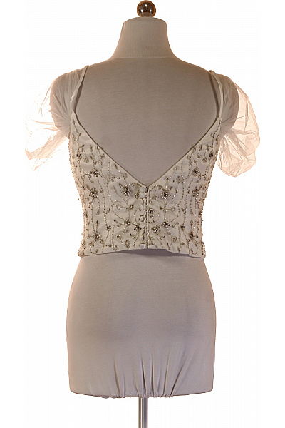 Bílý korzet s výšivkou a tylovými rukávy Vel. 36 | Unimoda | obrázek 3