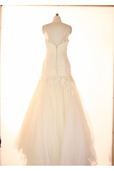 Svatební dlouhé mořská panna krajkové polyesterové šaty na ramínka Velikost US 10 | Unimoda | obrázek 2