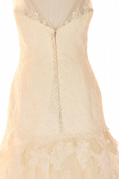 Svatební dlouhé mořská panna krajkové polyesterové šaty na ramínka Velikost US 10 | Unimoda | obrázek 3