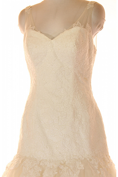 Svatební dlouhé mořská panna krajkové polyesterové šaty na ramínka Velikost US 10 | Unimoda | obrázek 4