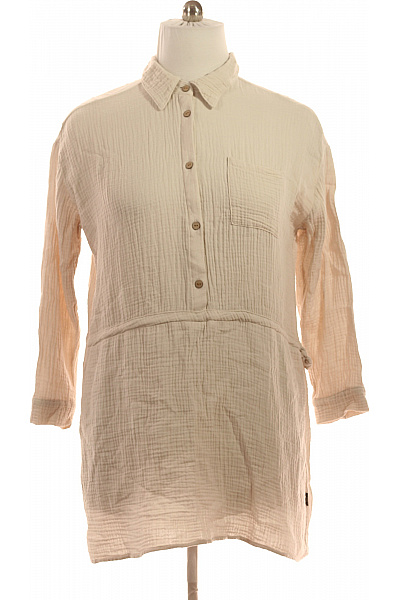 Dámská halenka s dlouhým rukávem a límečkem mušelínová béžová Vel. XXL | Unimoda | obrázek 2