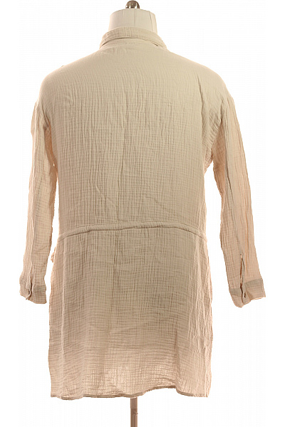 Dámská halenka s dlouhým rukávem a límečkem mušelínová béžová Vel. XXL | Unimoda | obrázek 3