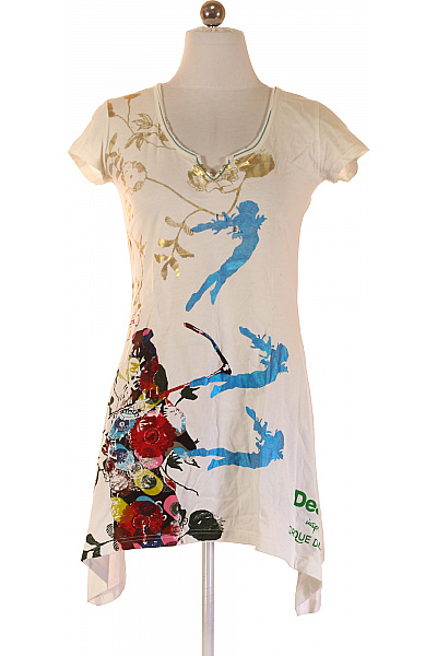 DESIGUAL Dámské bavlněné tričko s krátkým rukávem a potiskem asymetrické Velikost S | DESIGUAL | obrázek 2