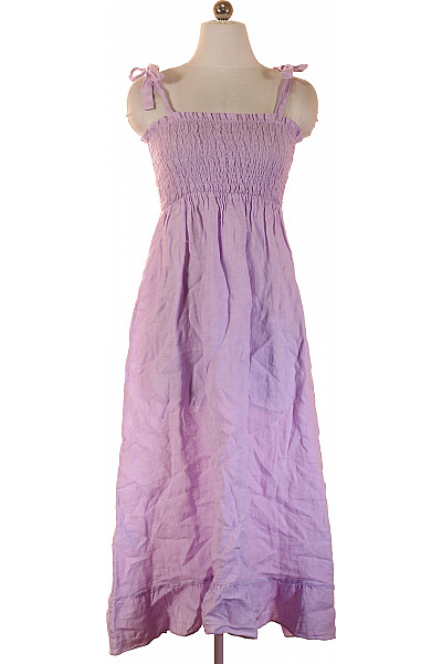 LAWRENCE GREY Dámské Lněné šaty Na Ramínka Maxi Fialové Velikost XL