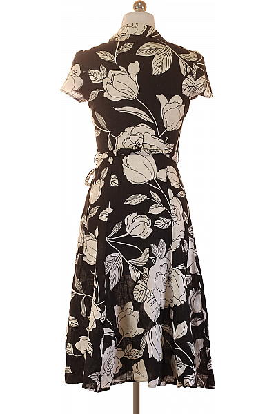 Hobbs Černobílé květované lněné šaty zavinovací midi s páskem Velikost 8 | Hobbs | obrázek 3