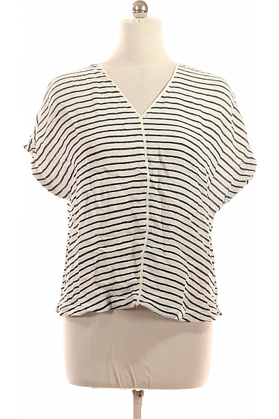 S.OLIVER Dámská Halenka S Krátkým Rukávem A Výstřihem Do V Pruhovaná Volná Vel. 40