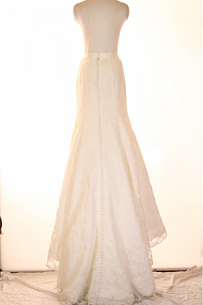 Svatební pouzdrová polyesterová krajková sukně dlouhá krémová Velikost 36 | Unimoda | obrázek 2