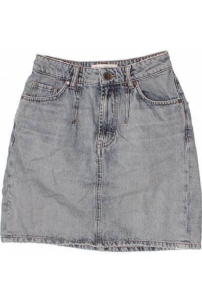 Marc O´Polo Dámská Džínová Sukně Modrá S Kapsami Rovná Ke Kolenům Velikost 27