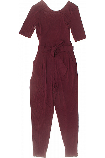 Les Lunes Dámský Vínový Overal S Dlouhým Rukávem A Páskem Vel. S
