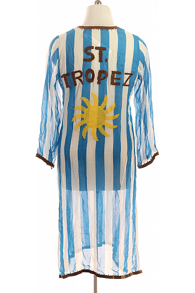 Dámské šaty s dlouhým rukávem modré pruhované plážové Vel. EU XL | Unimoda | obrázek 2