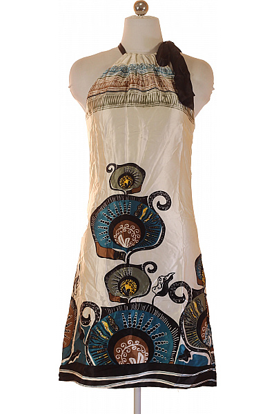 MANGO Hedvábné šaty Bez Rukávů S Potiskem Na Léto Boho Vel. S