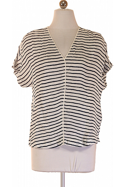 S.OLIVER Dámská Halenka S Krátkým Rukávem A Výstřihem Do V Pruhovaná Viskóza Vel. 32