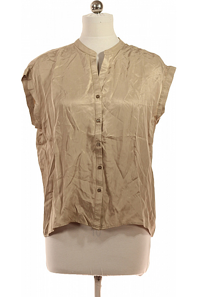 ARMANI Béžová Saténová Halenka Bez Rukávů Košilová Vel. M