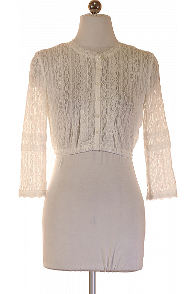 Trachtenmanufaktur Dámská Krajková Halenka S Dlouhým Rukávem Bílá Retro Vel. 36