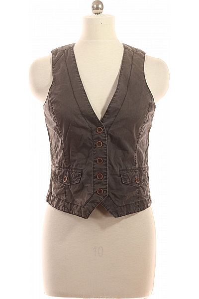 OPUS Dámská Bavlněná Vesta šedá Bez Rukávů Krátká Velikost 40