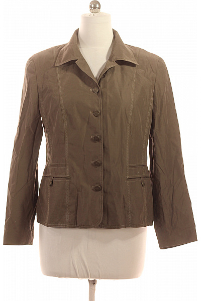 GERRY WEBER Dámská Hnědá Sako Elegantní S Kapsou Vpředu Jarní Podzimní Velikost S