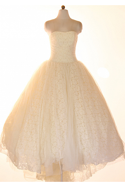 Svatební šaty Krajkové Krémové Princeznovské Retro Tylové Vel. IT 44