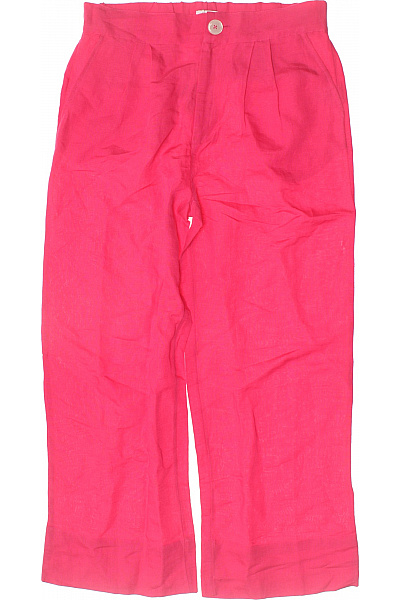Princess Goes Hollywood Růžové Lněné Tříčtvrteční Kalhoty S Vysokým Pasem Volnočasové Vel. 40
