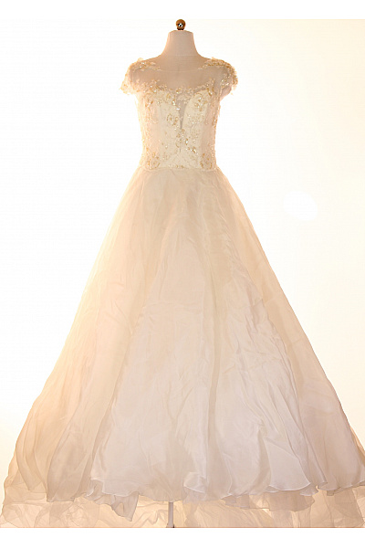 Bílé Svatební Dlouhé Princeznovské šaty S Krajkou A Výšivkou Velikost IT 44