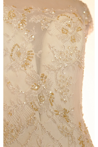 Bílé svatební dlouhé princeznovské šaty s krajkou a výšivkou Velikost IT 44 | Unimoda | obrázek 6