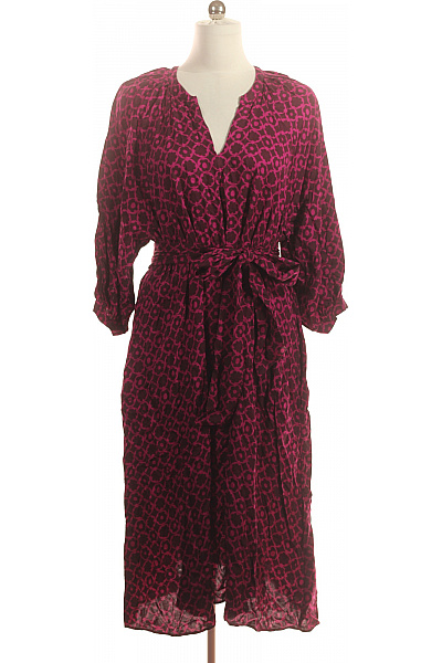 Seidensticker Dámské šaty S Dlouhým Rukávem A Páskem Fialové S Potiskem Vel. EU 48