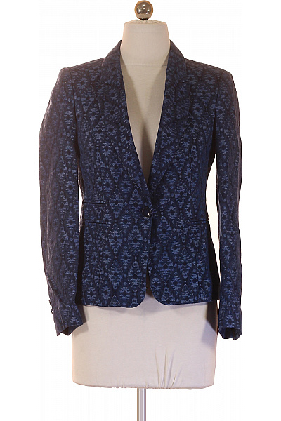 ZARA Dámské modré vzorované sako elegantní vypasované na běžné nošení Vel. S | ZARA | obrázek 2