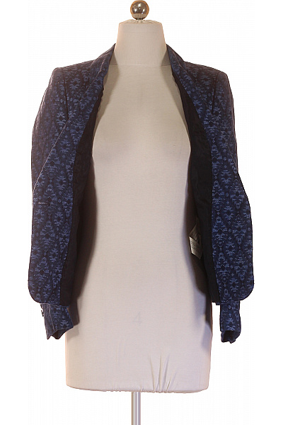 ZARA Dámské modré vzorované sako elegantní vypasované na běžné nošení Vel. S | ZARA | obrázek 4