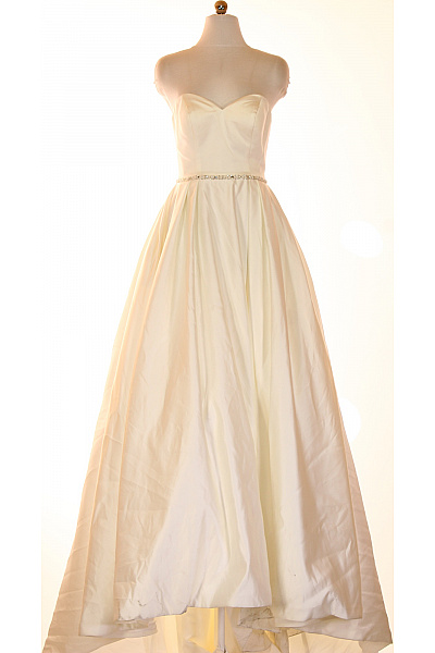 Svatební Dlouhé Bílé Polyesterové šaty Bez Rukávů Elegantní Princeznovské Velikost 36