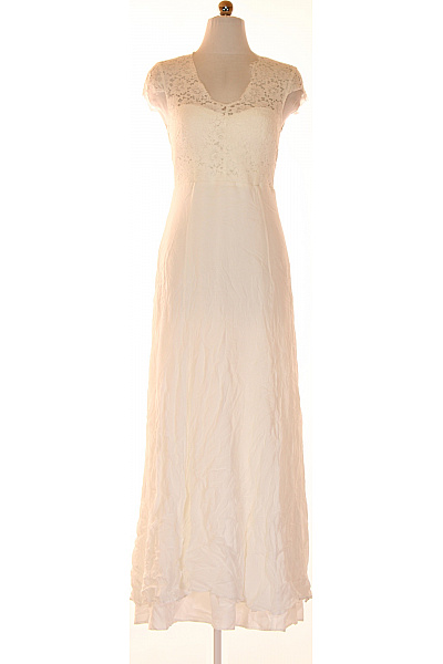 IVY & OAK Bílé Dlouhé Krajkové Svatební šaty Maxi Vintage Boho Vel. 36