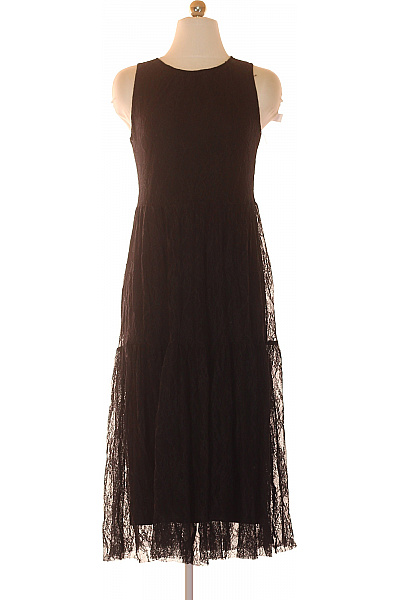 LAWRENCE GREY Dámské šaty Bez Rukávů Krajkové Dlouhé černé Elegantní Velikost 36