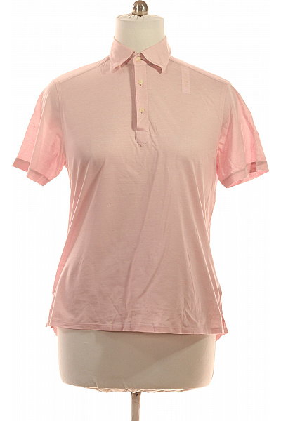 ETON Pánské Tričko S Krátkým Rukávem A Límečkem Růžové Bavlněné Velikost L