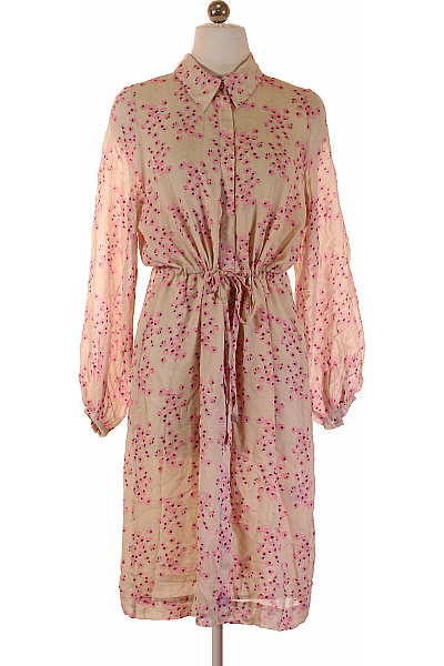 SECOND FEMALE Dámské šaty S Dlouhým Rukávem Květované Růžové Vel. EU XS