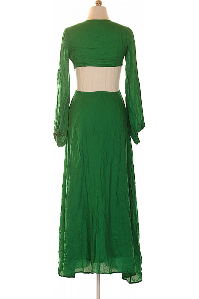 Dlouhé zelené šaty s výstřihem a odhalenými zády Vel. XS | Unimoda | obrázek 3