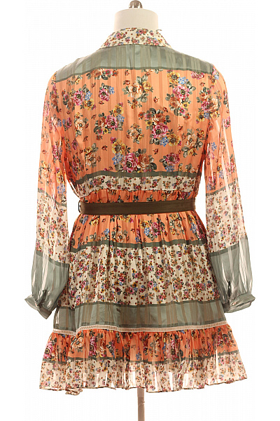 Guess Dámské šaty s dlouhým rukávem květované boho s páskem oranžové Vel. XL | Guess | obrázek 2