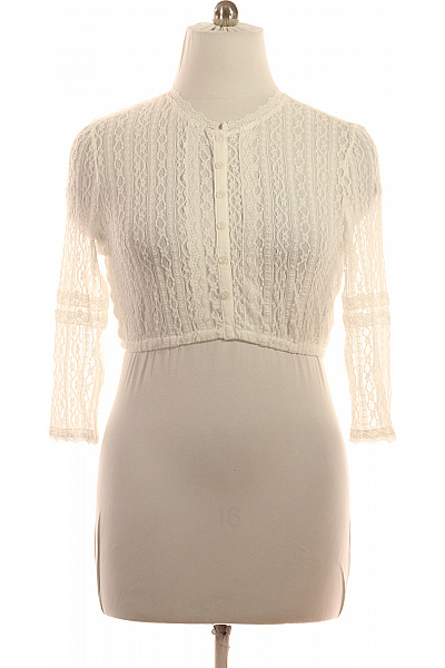 Dámské bolerko krajkové bílé s krátkým rukávem vintage Vel. 44 | Unimoda | obrázek 2