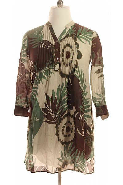 Lněné šaty květované volnočasové s dlouhým rukávem Vel. 38 | Unimoda | obrázek 2