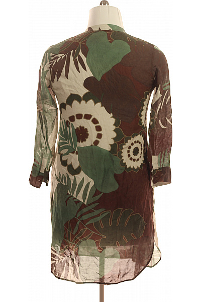 Lněné šaty květované volnočasové s dlouhým rukávem Vel. 38 | Unimoda | obrázek 3