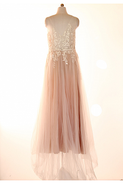 weise Dlouhé svatební šaty s krajkou a páskem růžové tylové romantické Velikost 42 | weise | obrázek 2