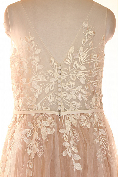 weise Dlouhé svatební šaty s krajkou a páskem růžové tylové romantické Velikost 42 | weise | obrázek 3