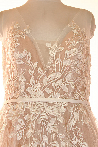 weise Dlouhé svatební šaty s krajkou a páskem růžové tylové romantické Velikost 42 | weise | obrázek 4