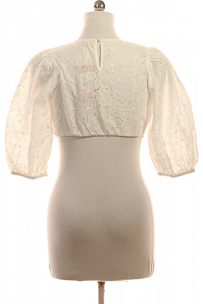 KRUGER Bílá bavlněná halenka s krátkým rukávem a madeirovým vzorem crop boho Vel. 38 | KRUGER | obrázek 2