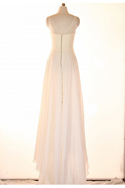 Bílé dlouhé svatební šaty polyesterové šifonové elegantní na ramínka Vel. 36 | Unimoda | obrázek 2