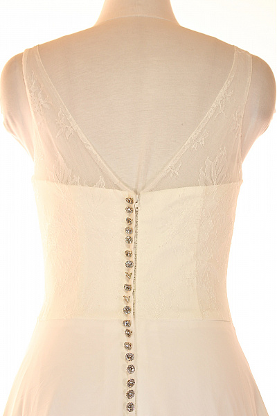 Bílé dlouhé svatební šaty polyesterové šifonové elegantní na ramínka Vel. 36 | Unimoda | obrázek 3