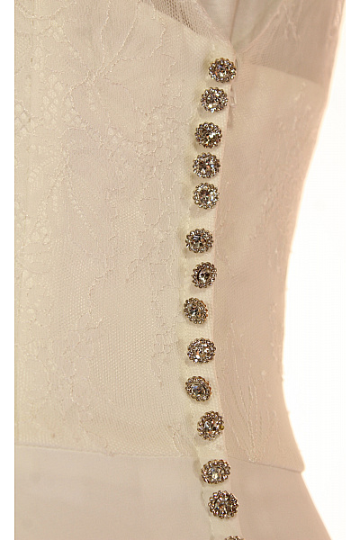 Bílé dlouhé svatební šaty polyesterové šifonové elegantní na ramínka Vel. 36 | Unimoda | obrázek 4