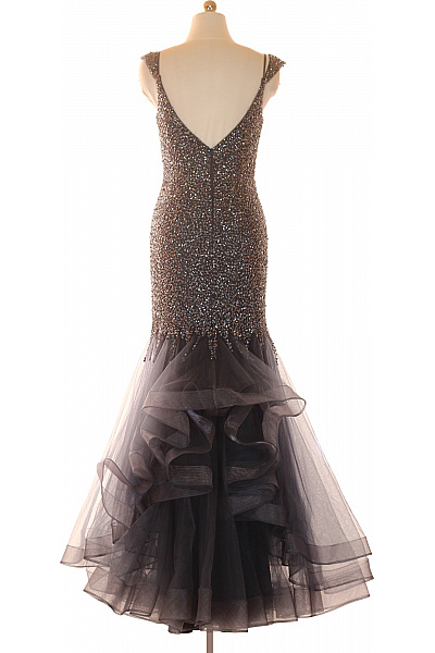 Dlouhé společenské šaty na ramínka třpytivé s volány Velikost XXS | Unimoda | obrázek 3