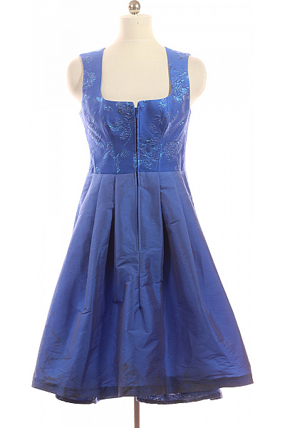 Modré Společenské šaty Bez Rukávů Plisované Velikost 40
